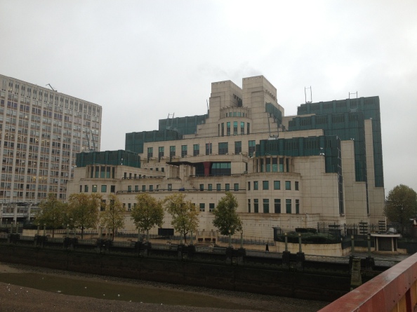 Bond's place of work: The MI6, or the SIS (Secret Intelligence Service). As featured in GoldenEye, The World is not enough, Die Another Day, Casino Royale, Quantum of Solace and Skyfall. Photo taken from the Vauxhall bridge, november 2013